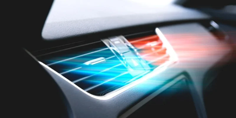 cold and warm air flowing from car air grills