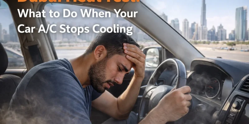 Dubai Heat Test man having trouble with Dubai Heat in a car