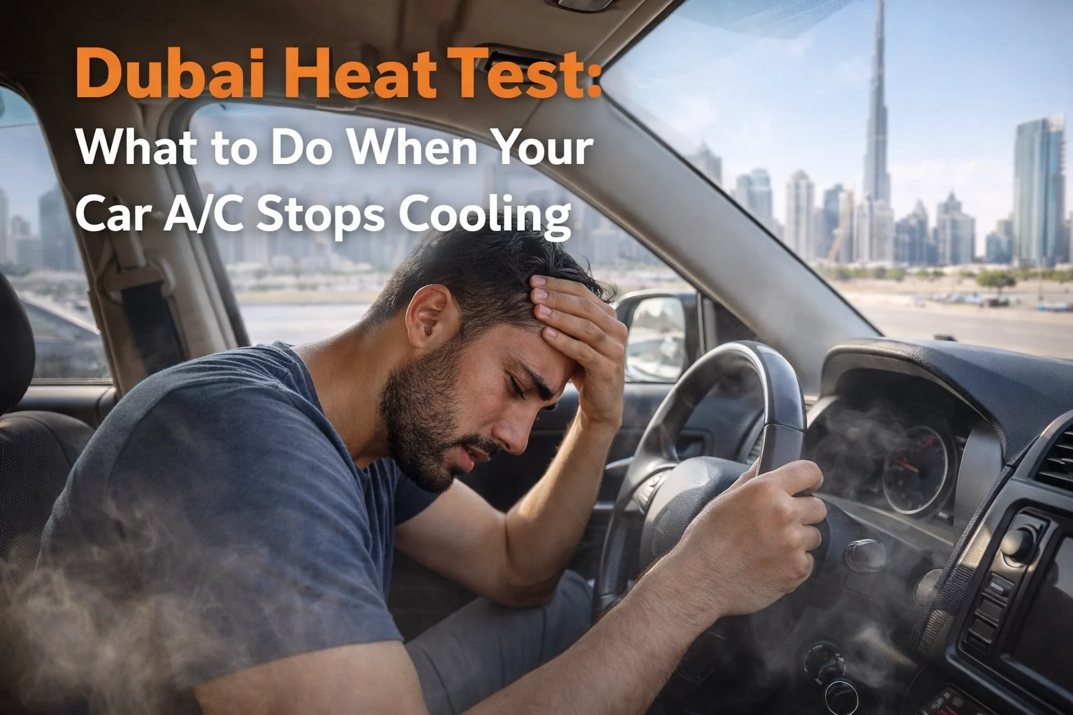 Dubai Heat Test man having trouble with Dubai Heat in a car
